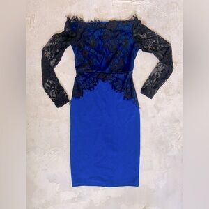 Blue & Black Nice Forever Midi Bodycon Dress Sz. 4